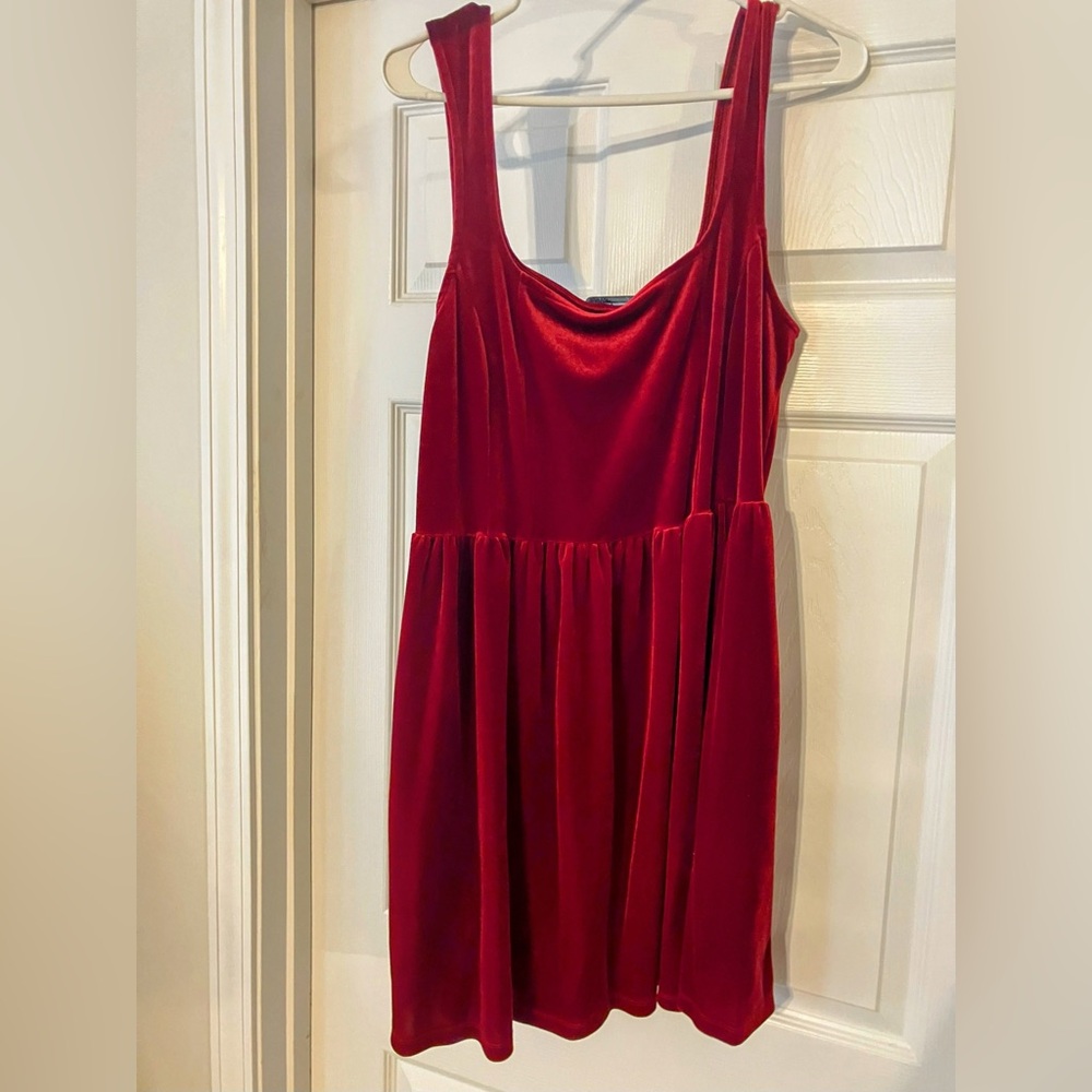 Old Navy Fit and Flare Burgundy Velvet Cami Mini dress XL - Picture 2 of 3